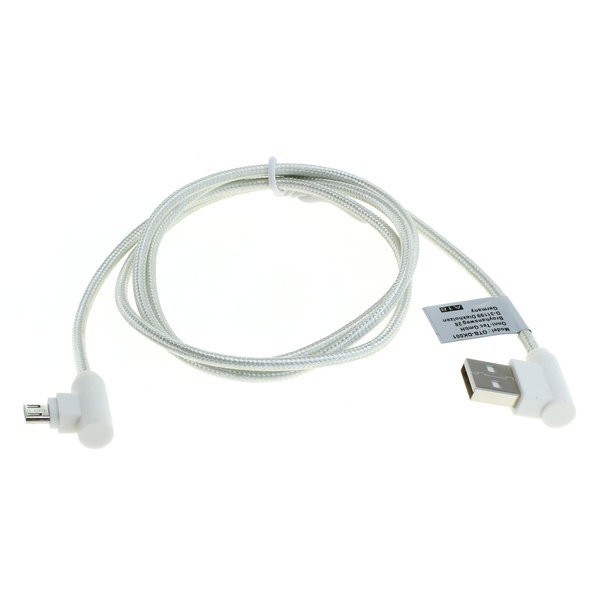 USB Datenkabel Nylon White 90° Stecker f. Becker Active.7S EU